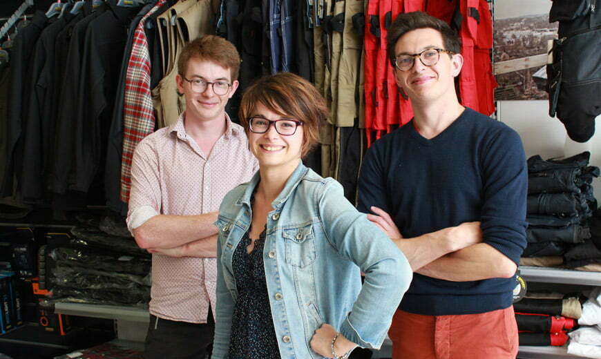 Equipe de Kraft Workwear avec Jean, Vianney et Aude